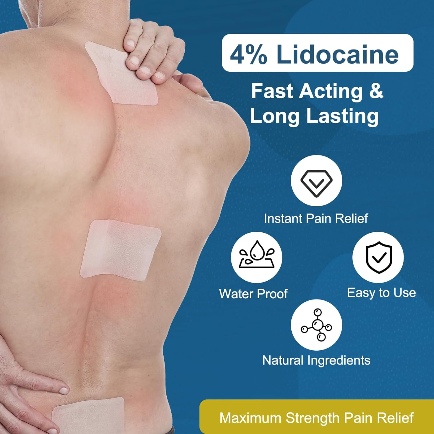 BETTACAR Lidocaine 4% Pain Relieving for Back, Neck, Shoulder