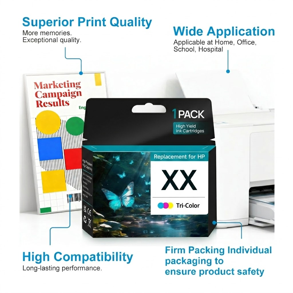 62 Tri-color Ink Cartridges Compatible for HP 62 Ink Cartridges  (1-Pack)