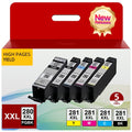 280XXL 281XXL Ink Cartridge for Canon Ink 280 281 PGI-280XXL CLI-281XXL for PIXMA TS9521 TR8520 TS8220 TR7520 TS9120 TS8600 TS9512 Printer (5 Pack)