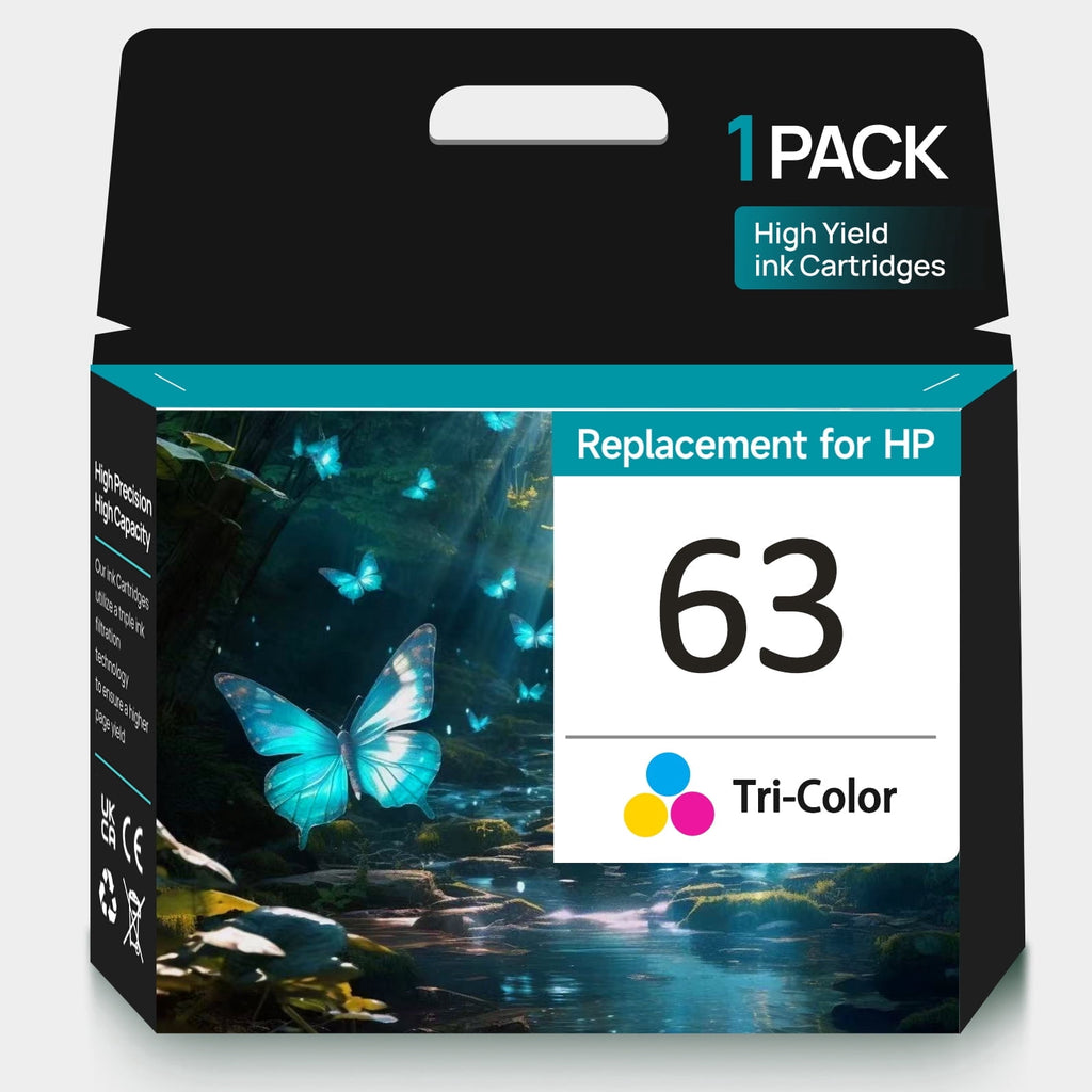 63 Tri-color Ink Cartridge for HP 63 Ink Cartridge Compatible for HP Ink 63 Printer (1 Color)