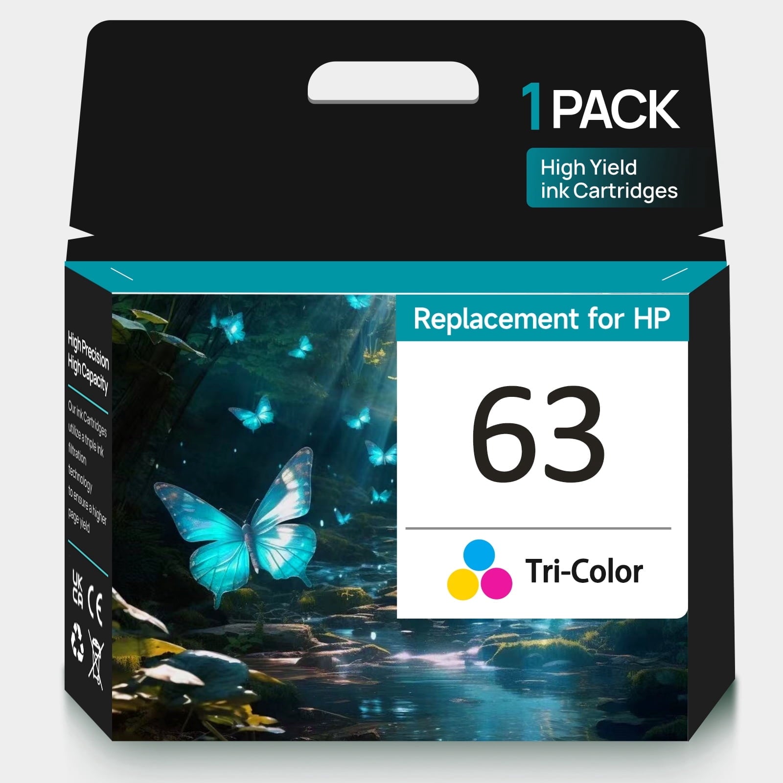 63 Tri-color Ink Cartridge for HP 63 Ink Cartridge Compatible for HP Ink 63 Printer (1 Color)