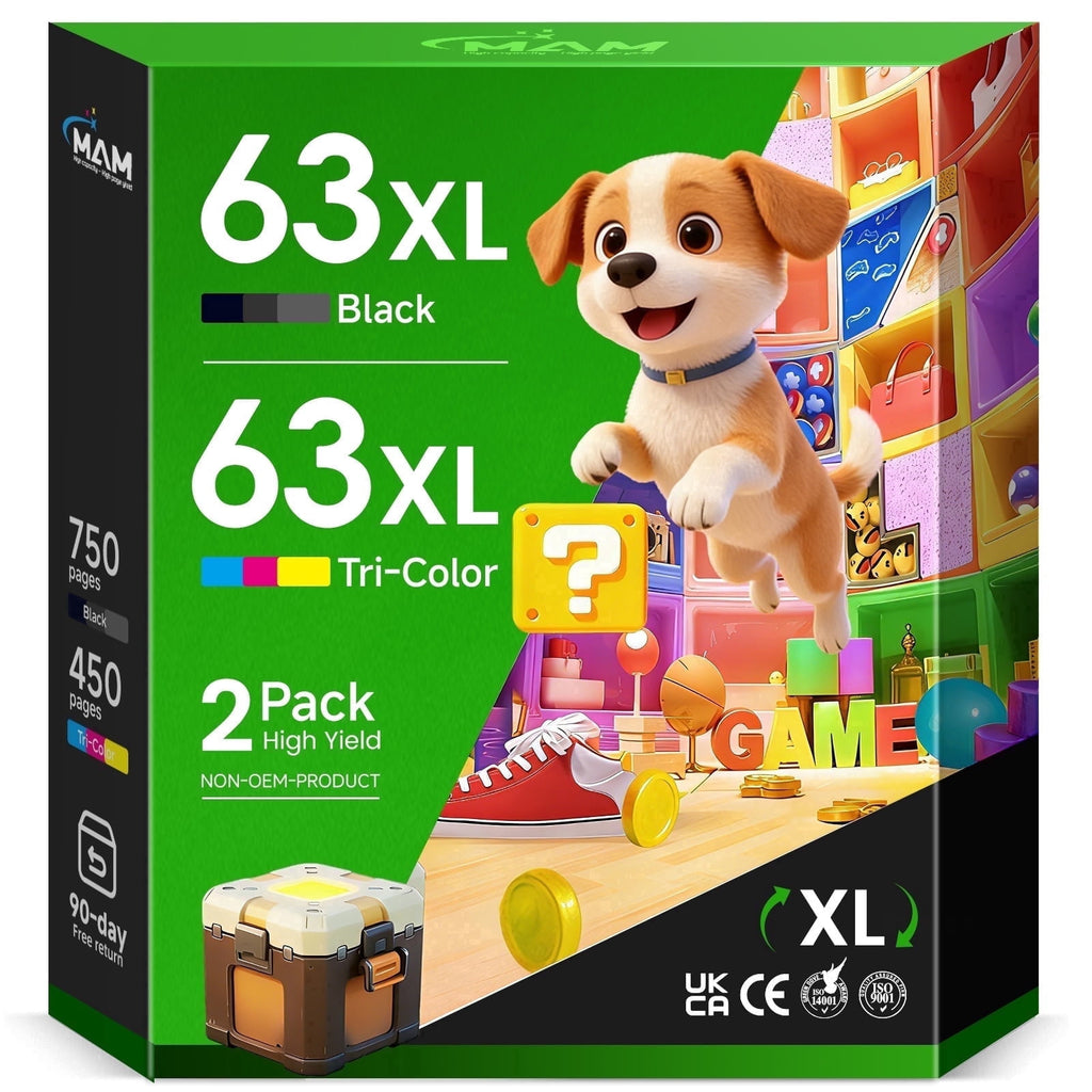 63XL 63 Ink Compatible for HP 63 Ink Cartridge Combo Pack for HP Ink 63 63XL OfficeJet 3830 4650 5255 Envy 4520 DeskJet 1112 (Black Tri-Color)