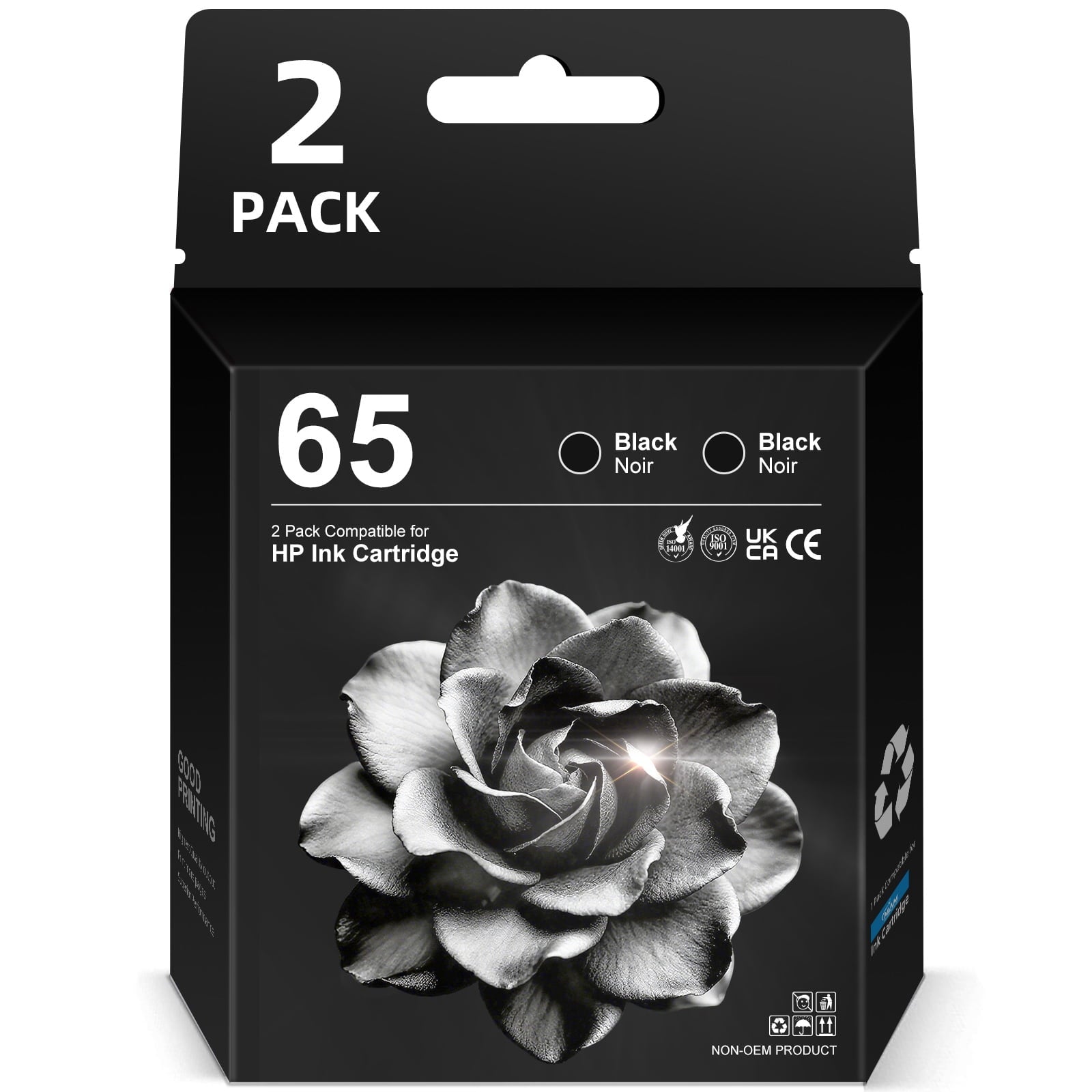 65 Ink Cartridges Compatible for HP65 Ink Cartridge Combo for HPInk 65 Black Printers(2 Black)