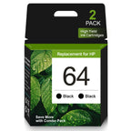 64 Black Ink Cartridges for HP 64 Ink Cartridges Combo Pack Compatible for HP Printer Ink 64 (2 Black) Printer