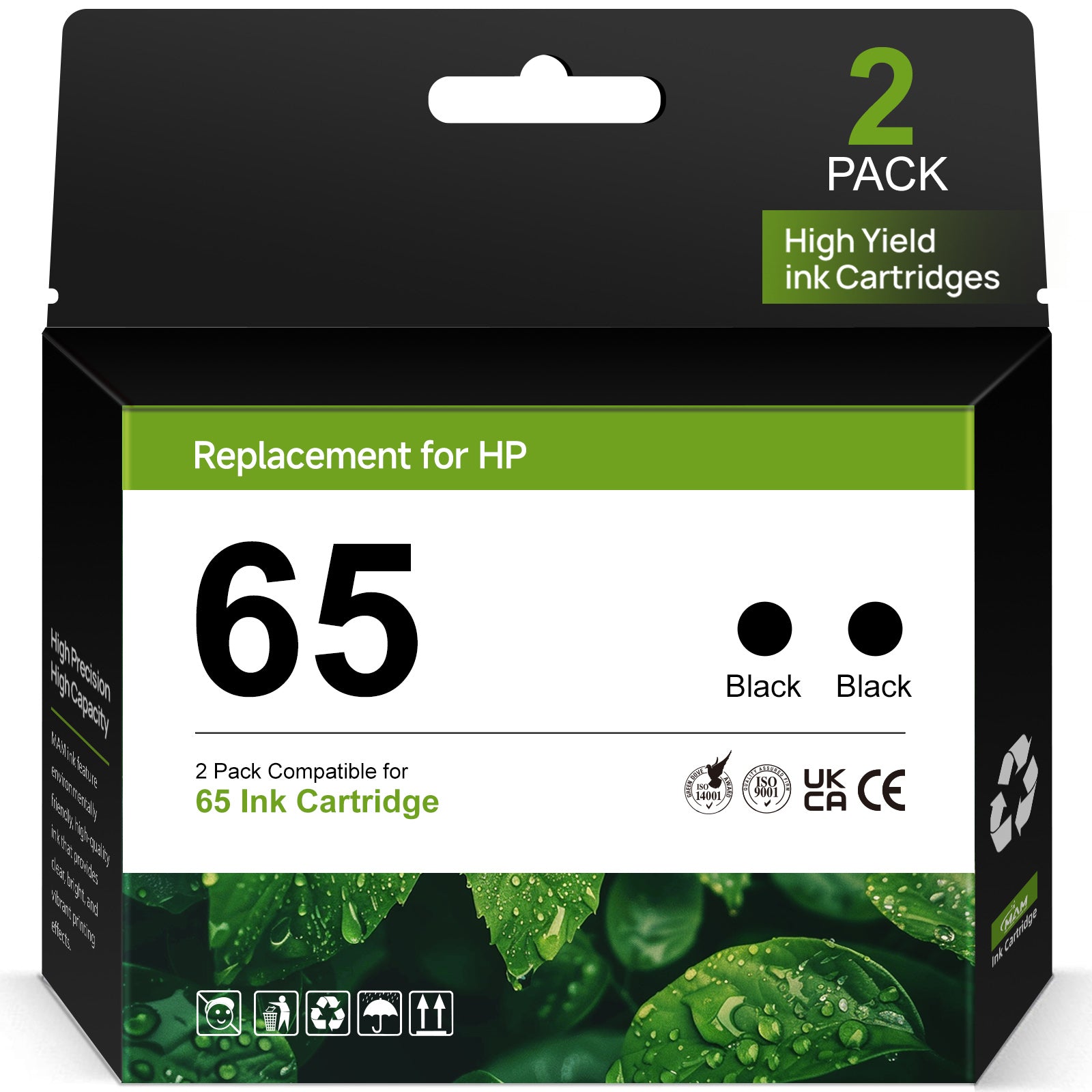 65 Ink Cartridges for Ink HP 65 Ink Cartridge Black Combo Printers Compatible for HP Printer Ink 65 (2 Black)