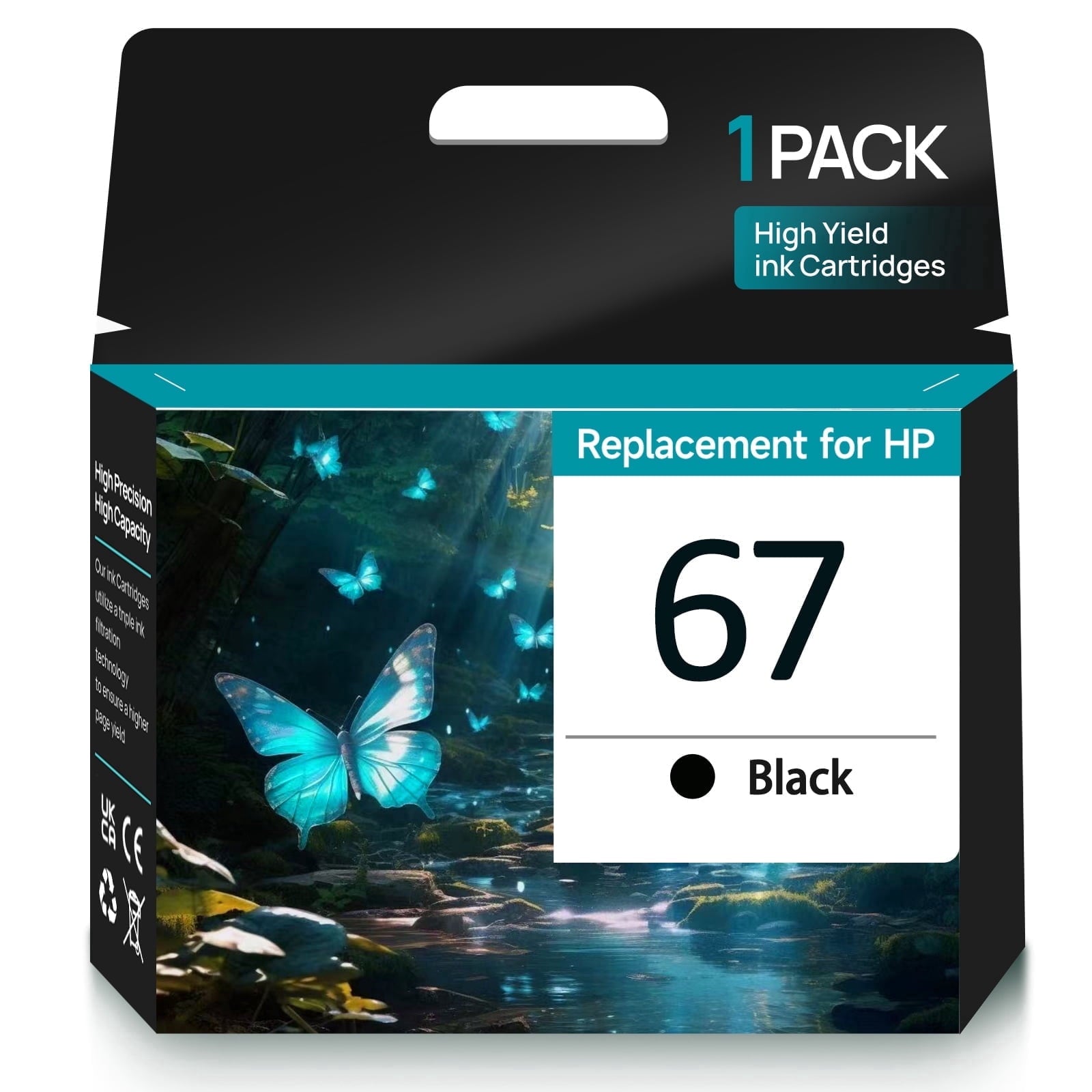 67 Black Ink Catridges Compatible for HP 67 Ink Cartridges for HP Black Ink 67 for HP Printer Ink 67-1 Pack