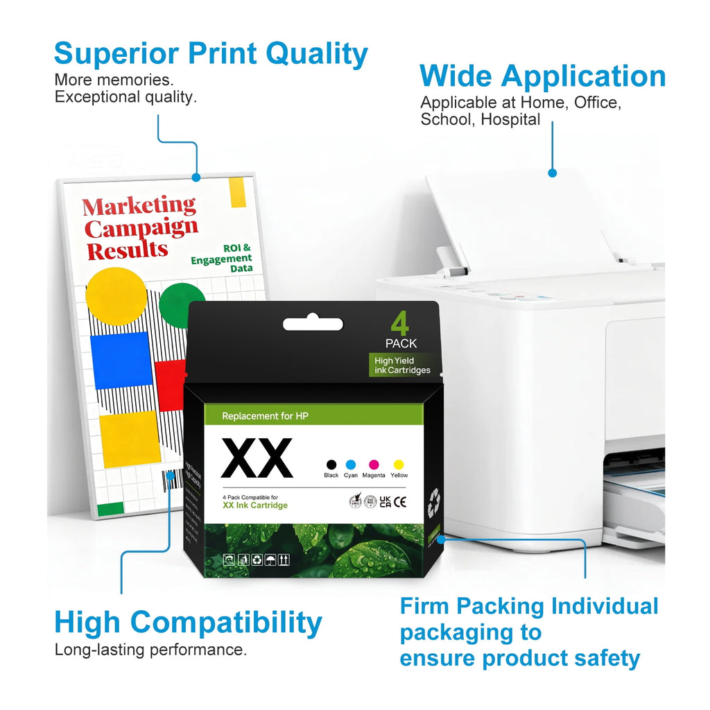 902 Ink for 902 Ink Cartridges (4-pack) for 902XL Ink Cartridges Combo Pack Compatible for Printer 902 Ink