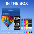 212XL Ink Cartridges for Epson 212 Ink Cartridges for Epson 212XL Ink for Epson XP-4105 WF-2830 XP-4100 WF-2850 Printer 5-Pack (2 Black Cyan Magenta Yellow)